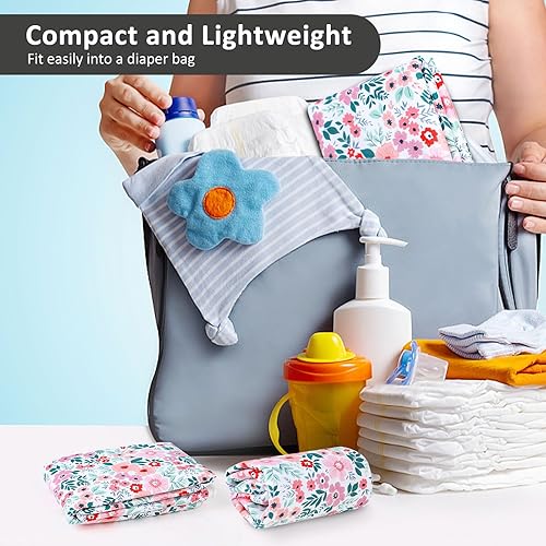 Miniatura 5 de Cambiador de pañales para bebé, 21 58 x 31.5 pulgadas, impermeable, reutilizable, suave y absorbente, cambiador portátil (flor 1 unidad)