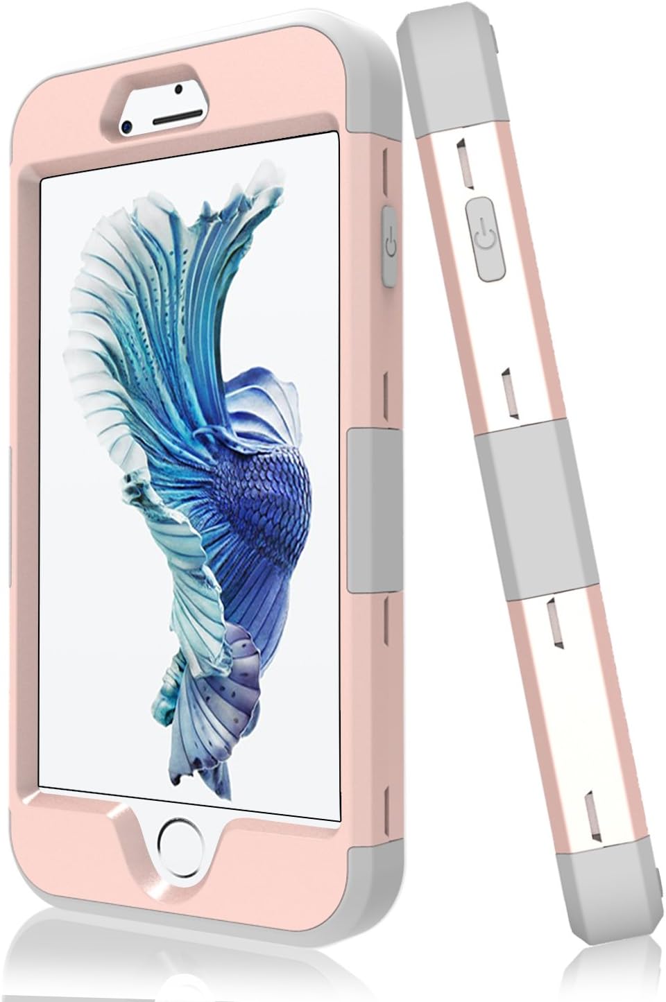 LONTECT Hybrid Heavy Duty Shockproof Full-Body Protective Case with Dual Layer Hard PC+ Soft Silicone Impact Protection for Apple iPhone 7, Rose Gold/Grey