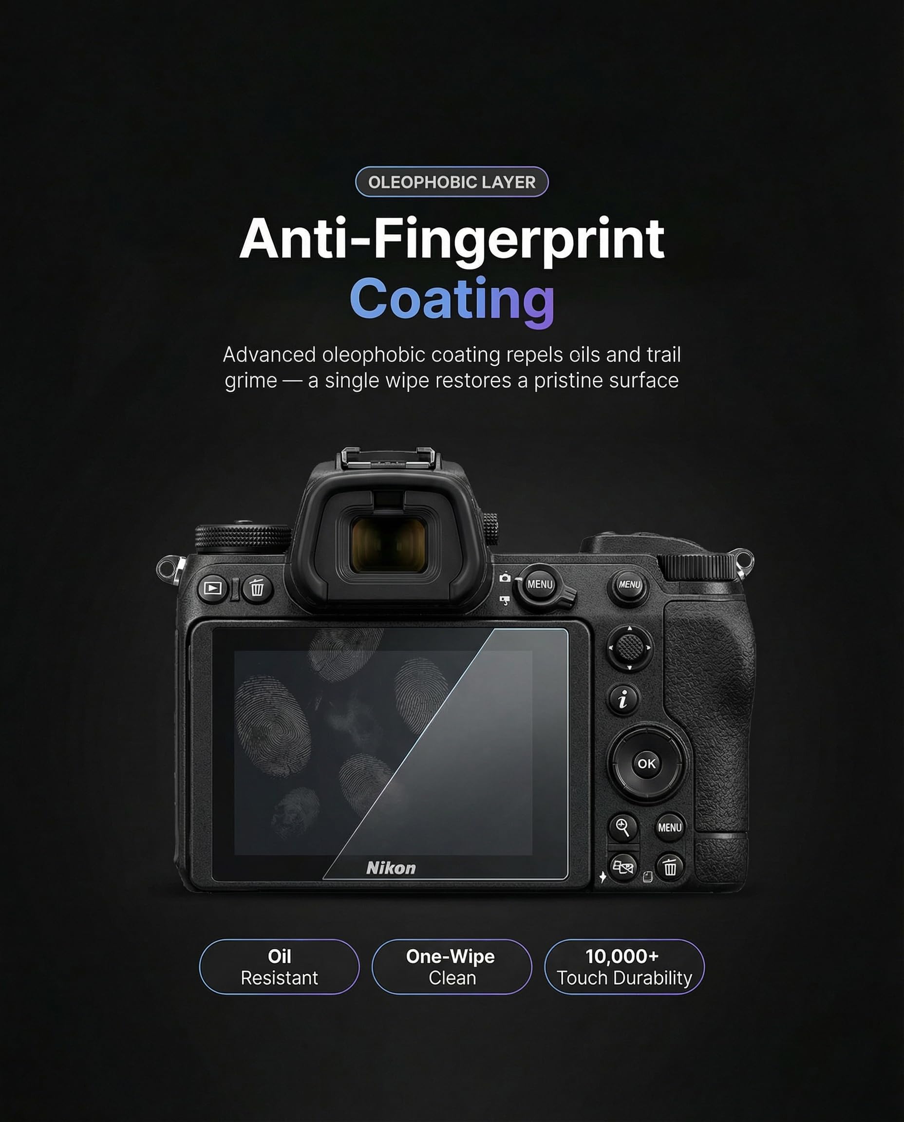 iDaPro Folia ochronna do Nikon Z9/Z8/Z7 II/Z6 II, Szkło hartowane 9H | 2 Glass + 2 Top ekran + pudełko ABS. Nie dla Z6/Z7/Z5. Twardość 9H, odporne na rysy, bez bąbelków, HD, antyodciskowe.