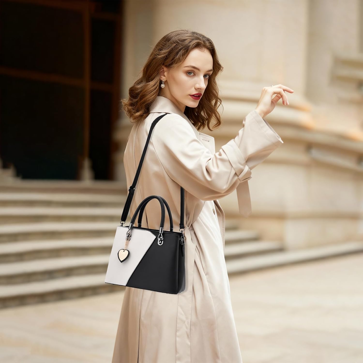 I IHAYNER Women PU Leather Purses and Handbags Top Handle Satchel Tote Shoulder Crossbody Initial Handbag for Ladies - Image 8