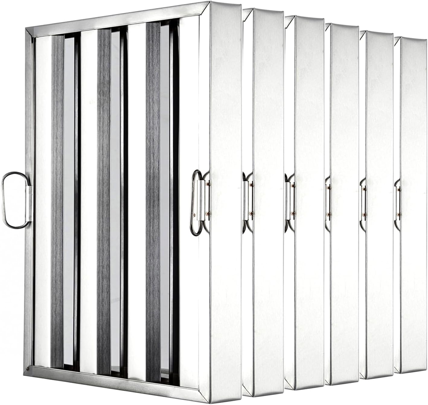 GAOMON Commerical Hood Filters 19.5W x 15.5H Inch, 430 Stainless Steel 5 Grooves, Range Hood Filters for Restaurant Kitchen Exhaust Hoods, Pack of 6