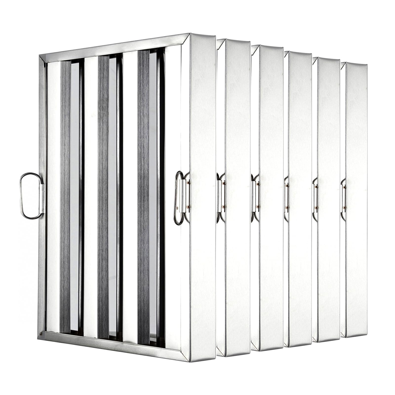 Filtros de campana comercial de 19.5 x 15.5 x 1.9 pulgadas, acero inoxidable 430 con 3 ranuras, filtros de campana extractora para campanas de escape de cocina de restaurante, paquete de 6