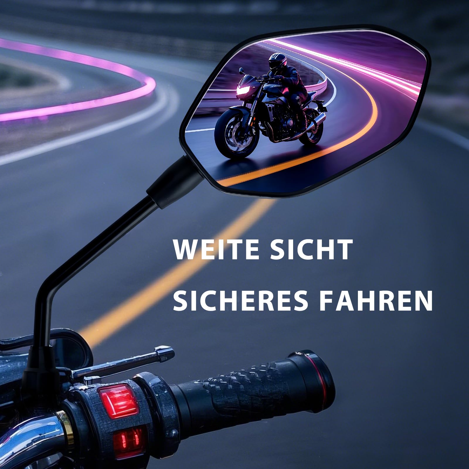 2 sztuki lusterek motocyklowych, z atestem E9, obrotowe lusterko wsteczne, do skutera, skutera, ATV, motoroweru, roweru diktowego, 2 sztuki