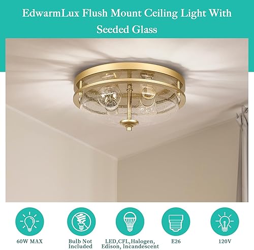 Miniatura 4 de Luces de techo de montaje empotrado, 2 luces de granja cerca del techo, lámpara de techo industrial para cocina, pasillo, dormitorio, sala de estar,