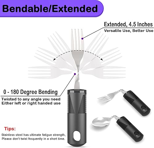 Miniatura 4 de Utensilios adaptativos para pacientes con Parkinson ancianos, utensilios con peso para temblores de manos, utensilios para comer Parkinsons para