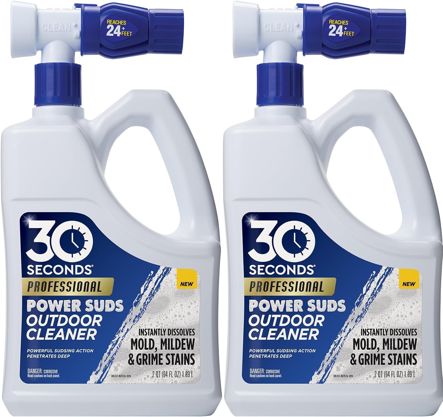 30 SECONDS Pro Power Suds Mold Pro Mold and Mildew Stain Remover | Scrub Free | Brighter Results Instantly | Ready To Use | 64 fl. oz. Hose End Sprayer (2 Pack)