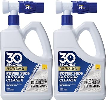 30 SECONDS Pro Power Suds Mold Pro Mold and Mildew Stain Remover | Scrub Free | Brighter Results Instantly | Ready To Use | 64 fl. oz. Hose End Sprayer (2 Pack)