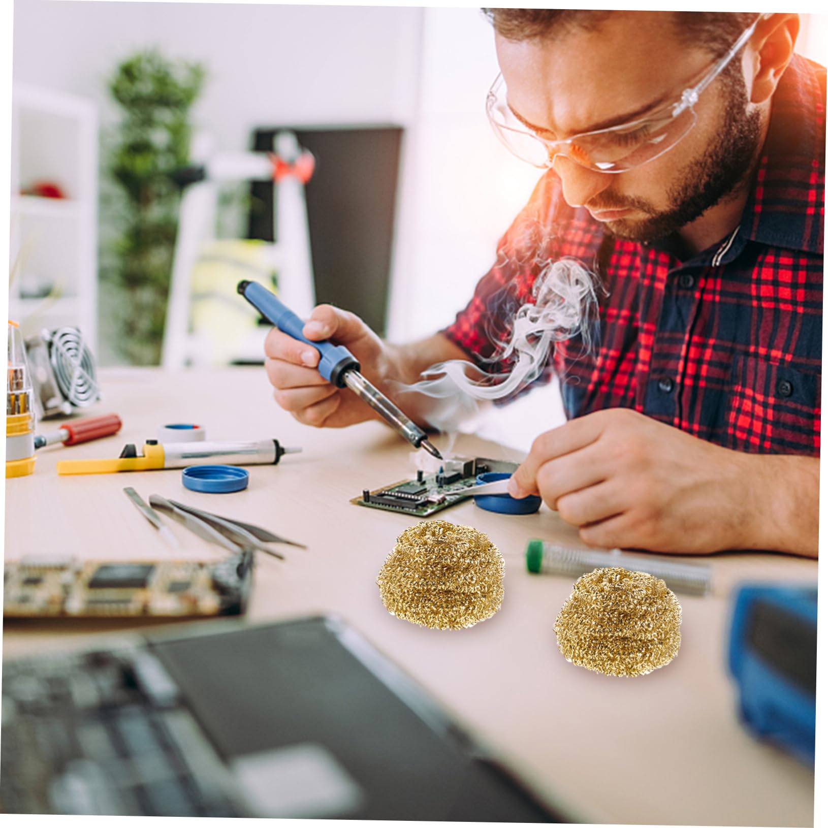 Levemolo 10pcs Soldering Tip Cleaners Brass Wire Balls for Soldering Iron Cleaning Copper Wool Cleaning Wire