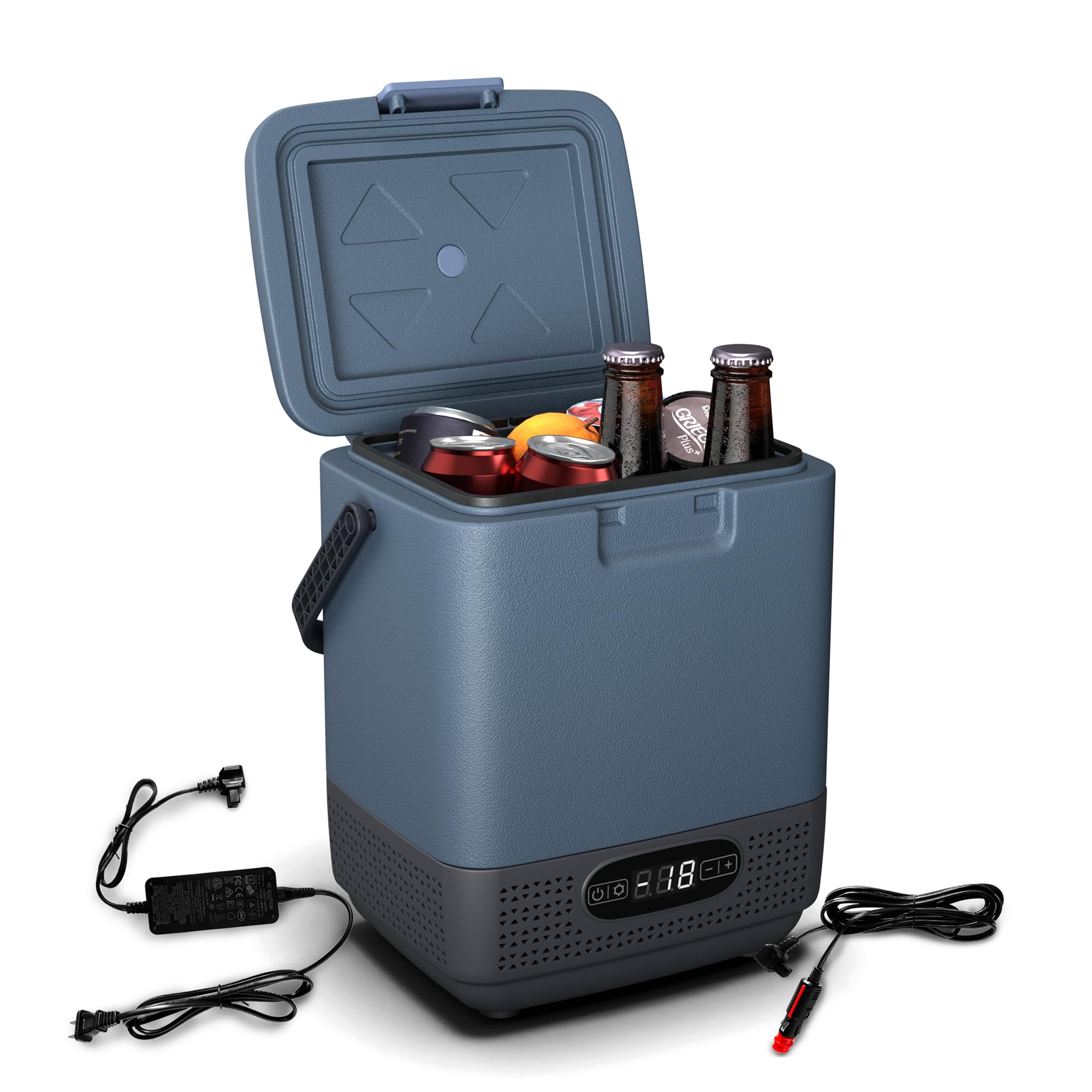 KLARSTEIN Nevera pequeña portátil Swiftfrost 12l - Compresor Potente, diseño Nevera portátil Resistente a Golpes, Panel LCD, Aislamiento Superior, protección de batería - Azul