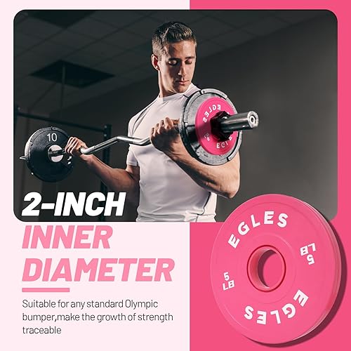 Miniatura 5 de Egles Juego de placas de cambio de 1.25 libras, 2.5 libras, 5 libras, discos de peso recubiertos de goma en pares, discos olímpicos, codificados por