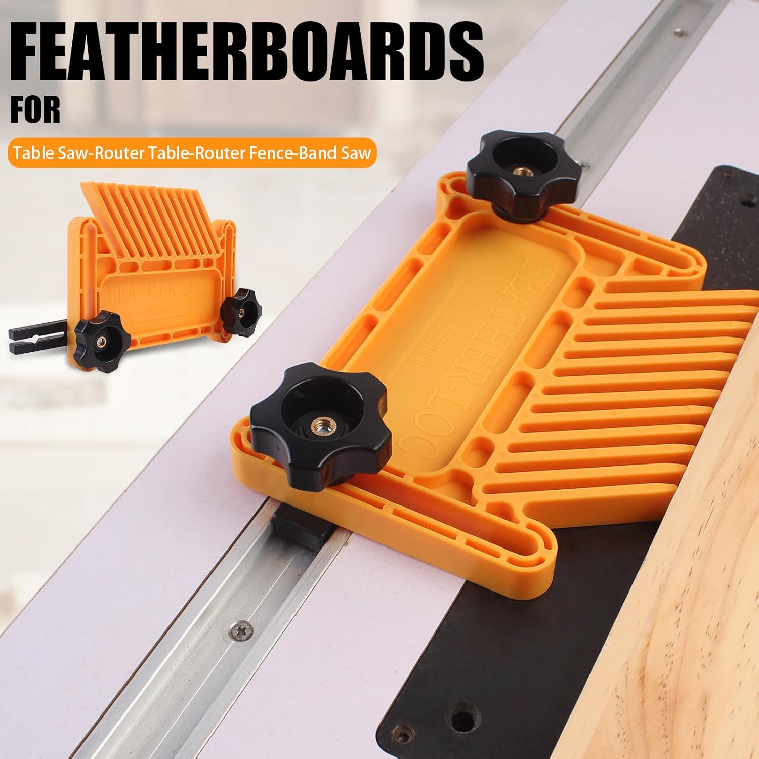 Featherboard Woodworking Tools, Router Table Accessories Kit for Table Saws Compatible with T-Slot and Miter Slot Compatibility - Safety Anti-Kickback Table Saw Guide