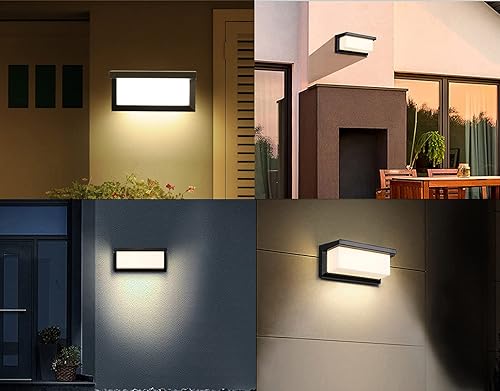 Vista 14 de Lámparas de pared modernas para exteriores, apliques LED de 18 W, lámparas montadas en la pared, luz negra mate de aluminio para casa, IP65