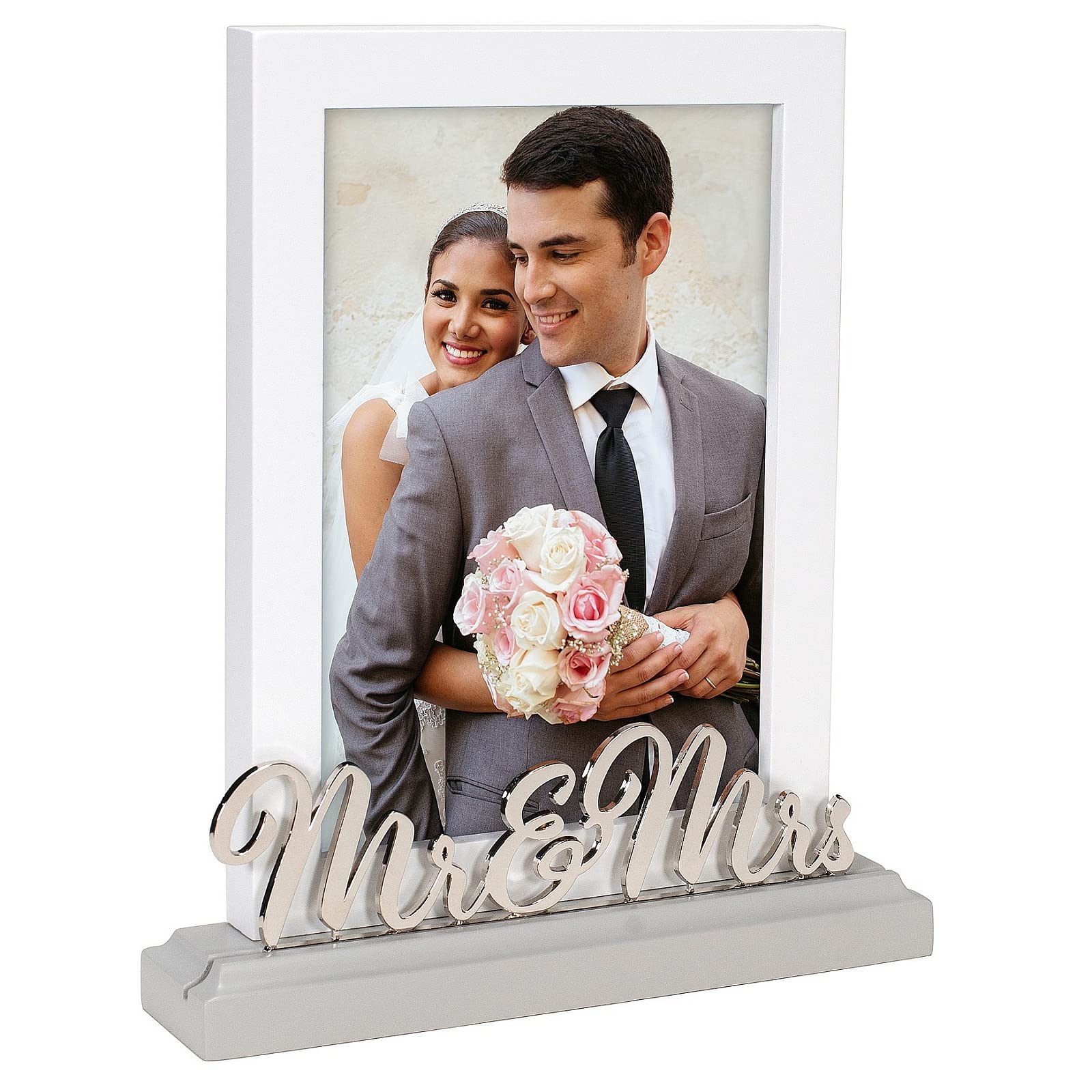 5x7 Mr & Mrs Wedding Picture Frame White