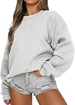 Dressmine Sweatshirt pour femmes tendance 2026 Hauts manches longues surdimensionnées Col rond Pull Hoodies Mama Sweater Chemises décontractées