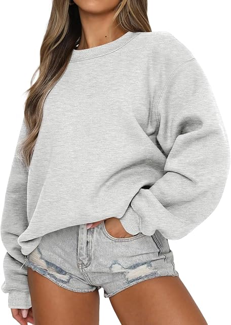 Dressmine Sweatshirt pour femmes tendance 2026 Hauts manches longues surdimensionnées Col rond Pull Hoodies Mama Sweater Chemises décontractées
