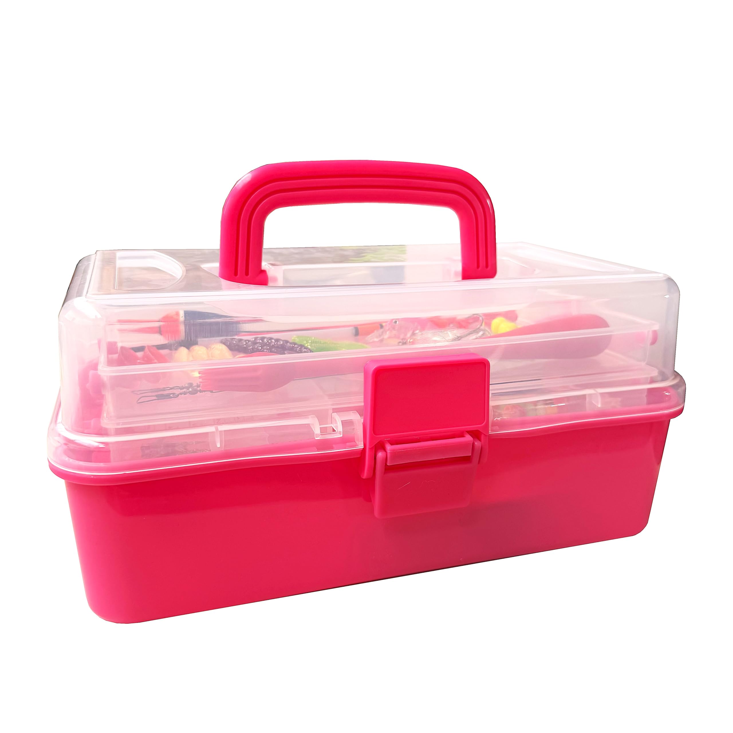 Kinderangelkoffer Pink 109 Teile – Angelset für Kinder mit Zubehör, Einsteiger Angelkoffer mit Ködern, Haken, Posen für Forelle, Barsch & Weißfische, Komplettset Anfänger
