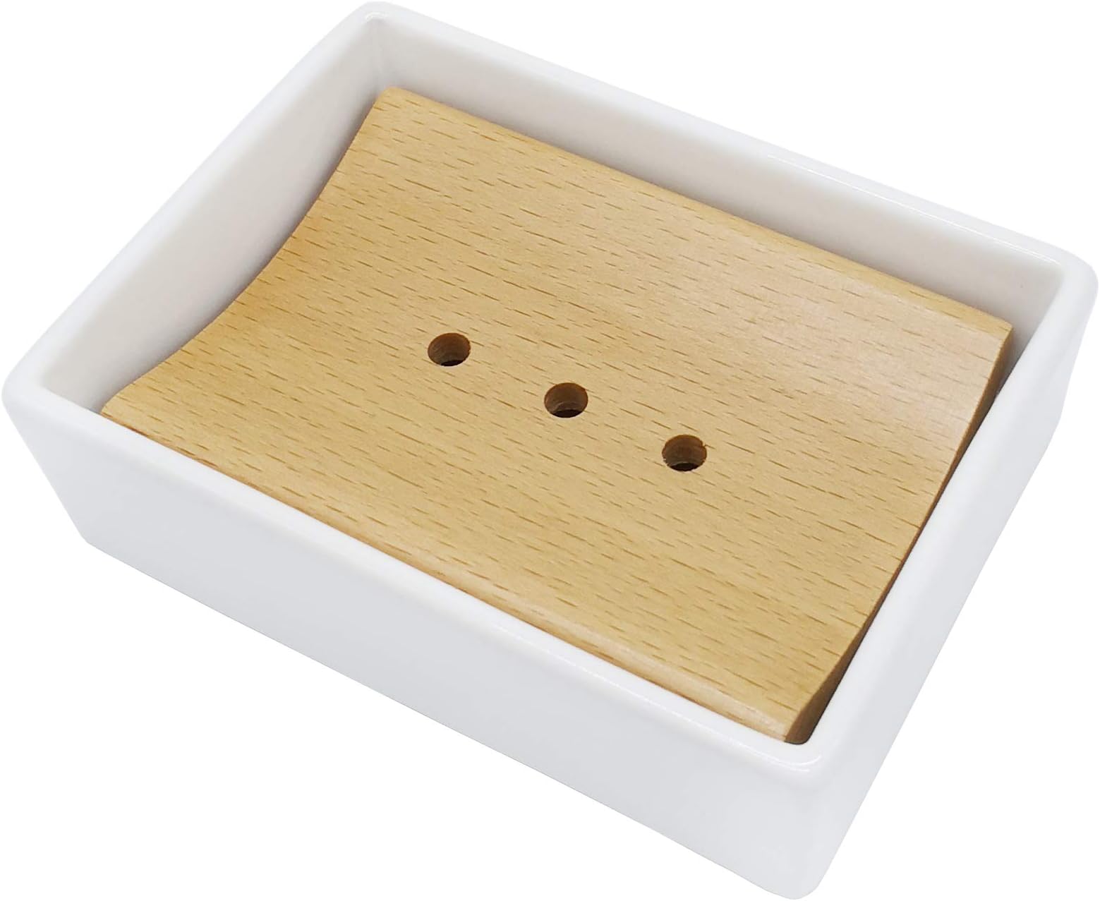 Lofekea Ceramic Soap Dish Soap Holder for Bathroom and Shower Double Layer Draining Soap Box