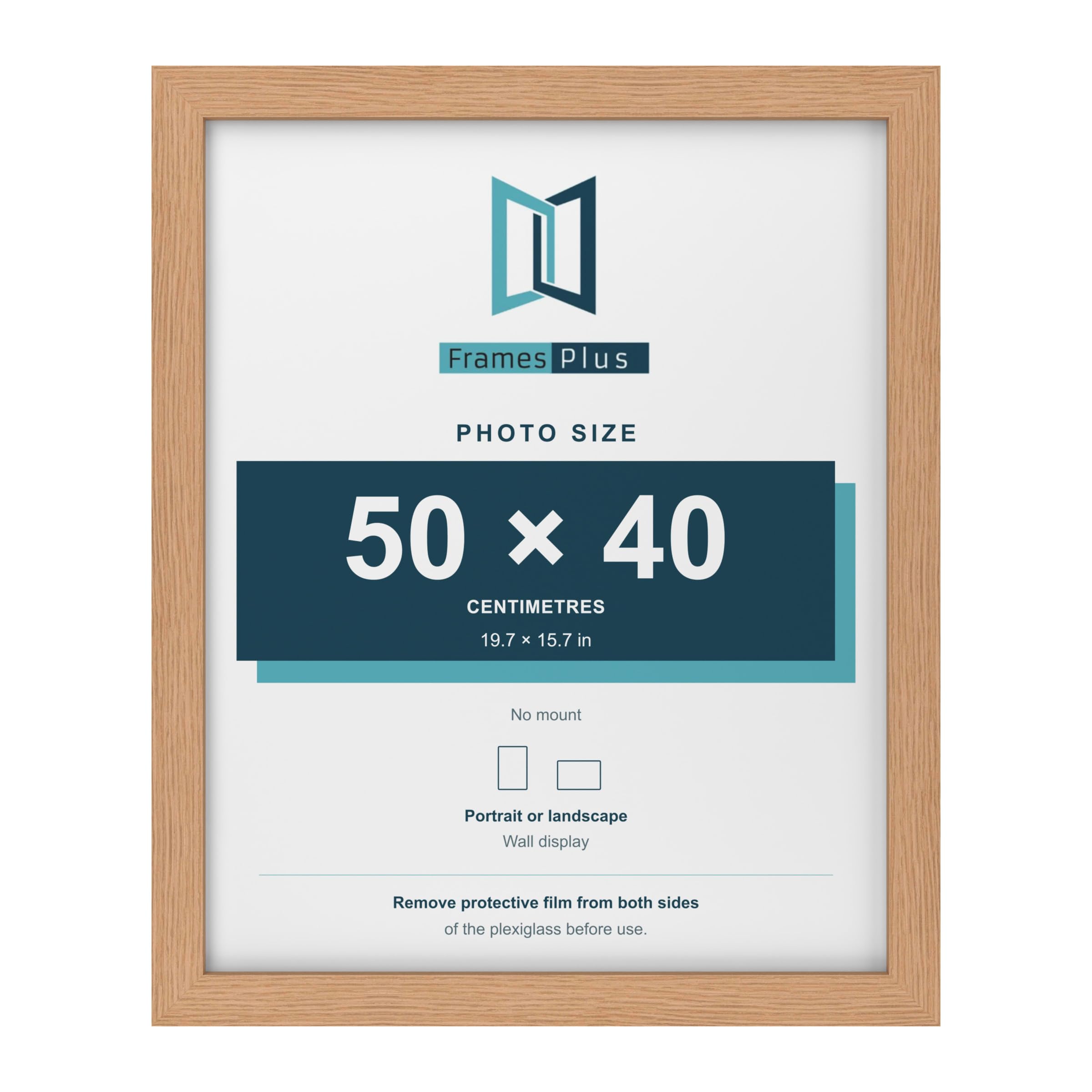 FramesPlus 50x40cm Poster Frame, Oak, Modern Photo Frame for Wall — image 1