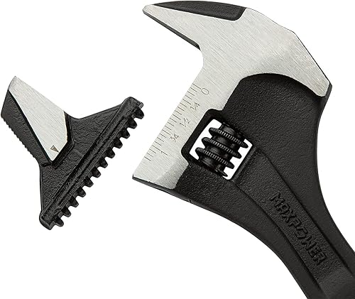 Miniatura 5 de MAXPOWER Llave ajustable, 10 pulgadas, multifuncional 3 en 1 con cara de martillo, gran capacidad de mandíbula, mango ergonómico de TPR, acero Cr-V