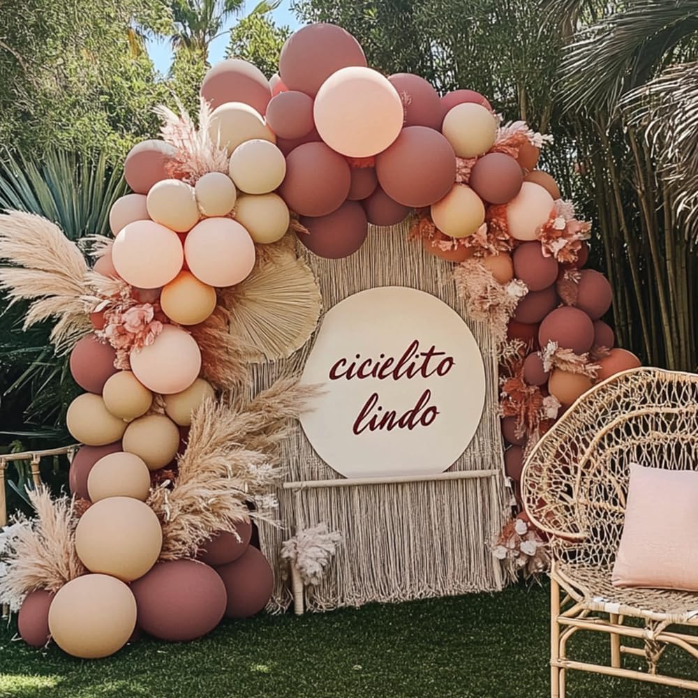 Boho Balloons Pink Nude Balloon Garland Double Stuffed Matte Cream Dusty Rose Balloon Arch Kit for Birthday Baby Showers, Wedding, Bridal, Baptism, Love Party Decorations