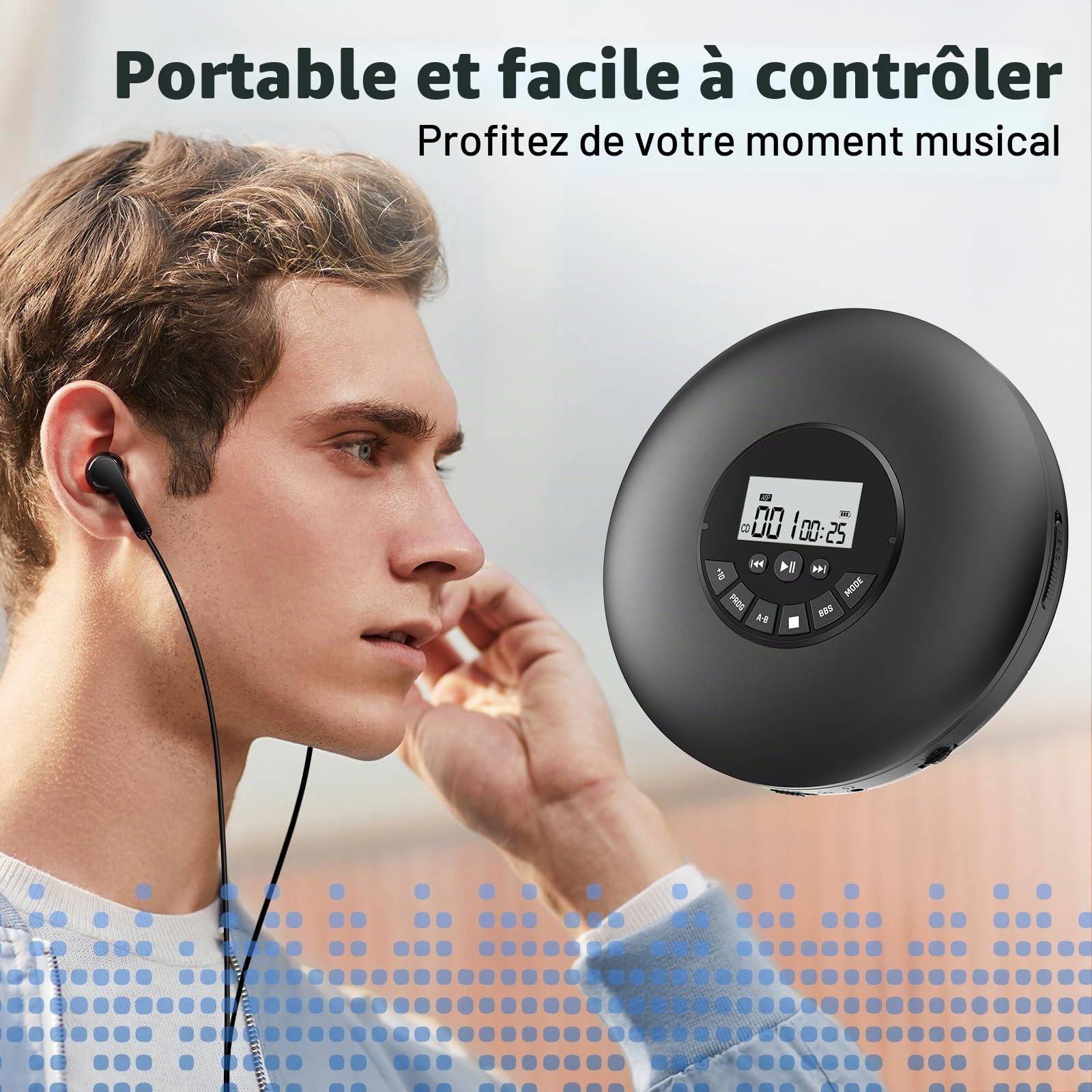 Lecteur CD Portable Arafuna avec Protection Anti-Saut, Casque Inclus