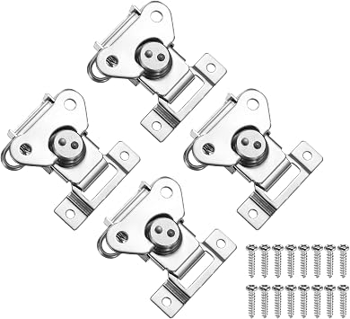 PATIKIL 2.8x2.6" Spring Loaded Butterfly Twist Latch, 4Pcs Steel Twist Latch & Keeper Toggle Butterfly Draw Latch for Case Box Chest Closure, Silver
