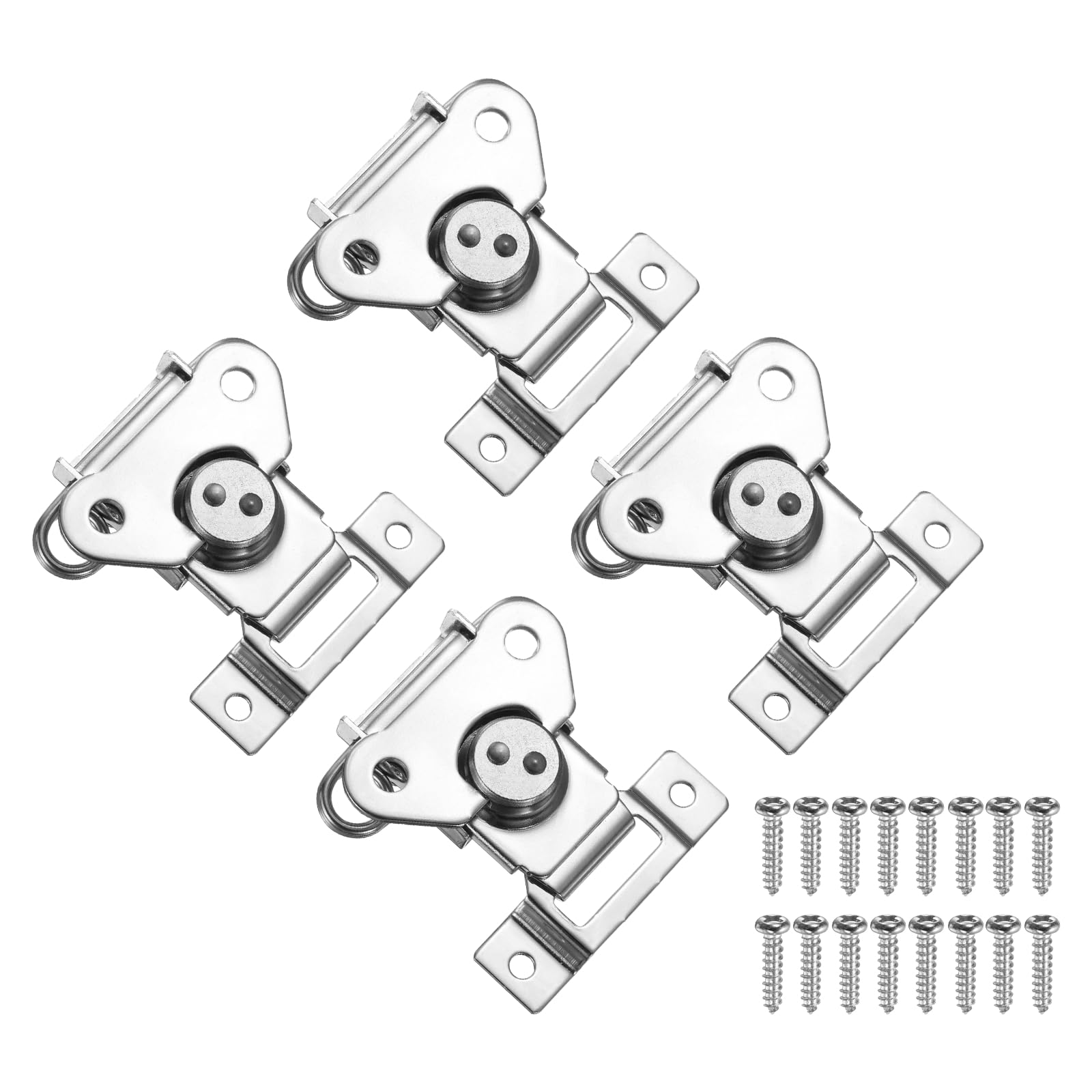 PATIKIL 2.8x2.6" Pestillo De Mariposa Con Resorte, 4Pcs Pestillo De Giro De Acero Y Retenedor De Mariposa Para Cierre De Caja, Cofre O Estuche, Plateado