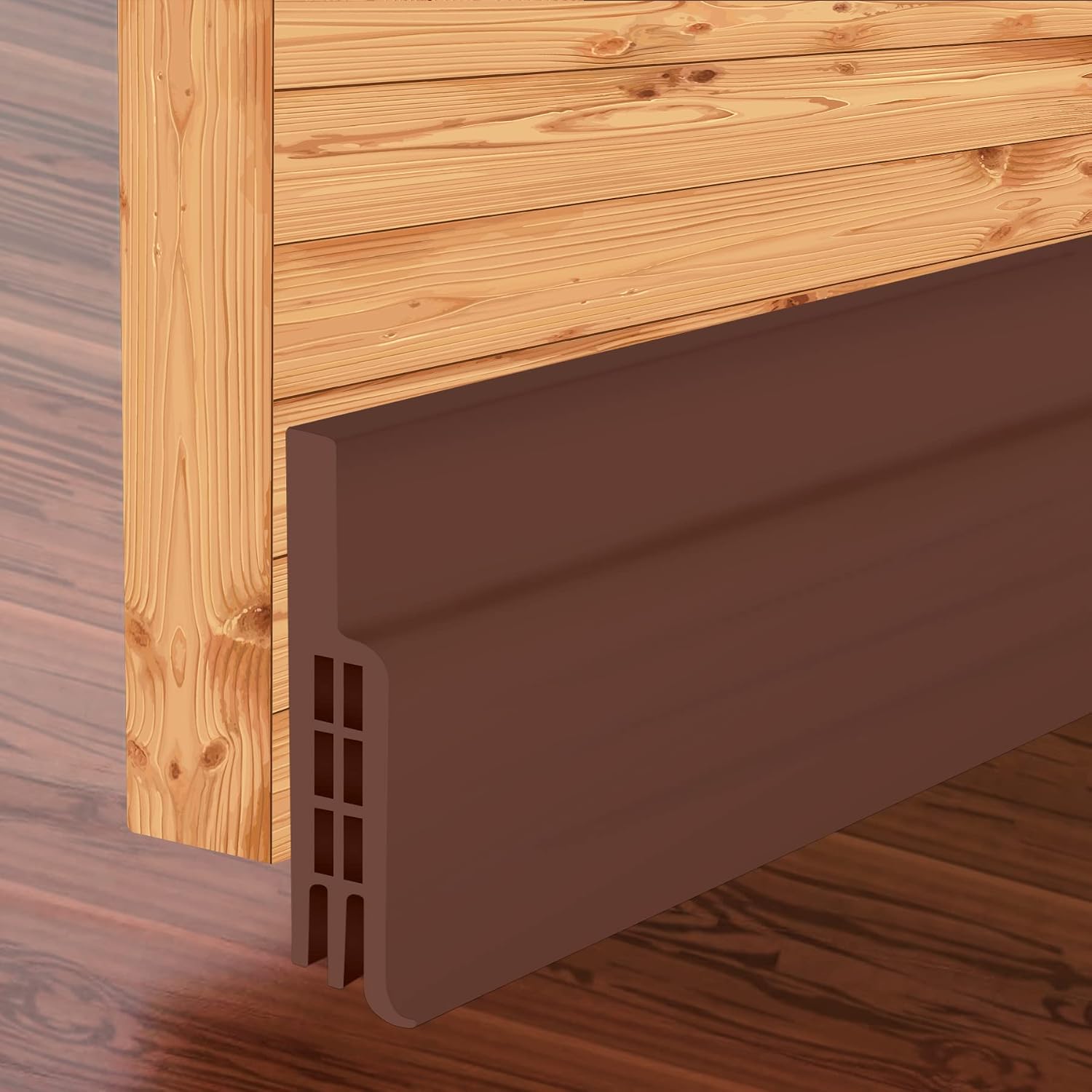Door Draft Stopper,Self Adhesive Strong Under Door Silicone Sweep, Weather Stripping Insulation Draft Noise Dustproof Door Bottom Seal Strip,2" Width X 39" Length (Brown)