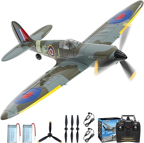 CKYSCHN Avión RC de 4 canales, VOLANTEXRC Spitfire V2 aviones RC, aviones de control remoto para adultos principiantes con sistema de estabilización