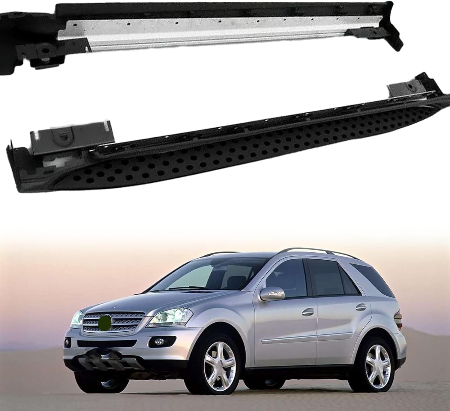 2PCS Fits for Side Steps M-B M Class ML350 W164 2006 2007 2008 2009 2010 2011 2012 Running Board Black Nerf Bar