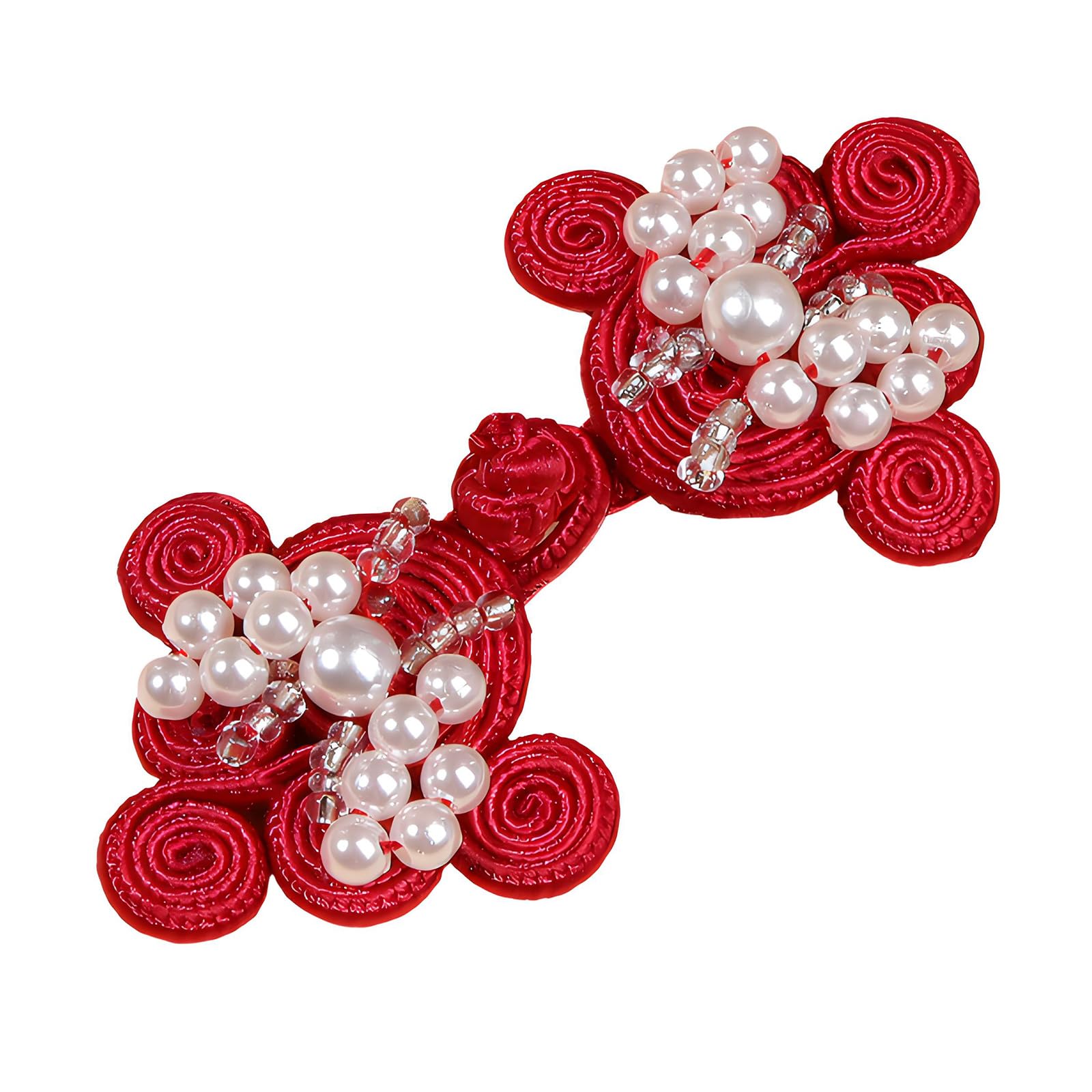 Tsophreniq Sophisticated Oriental Styles Satins Frogs Fasteners with Beads Embellishment Traditional Costume Embellishments