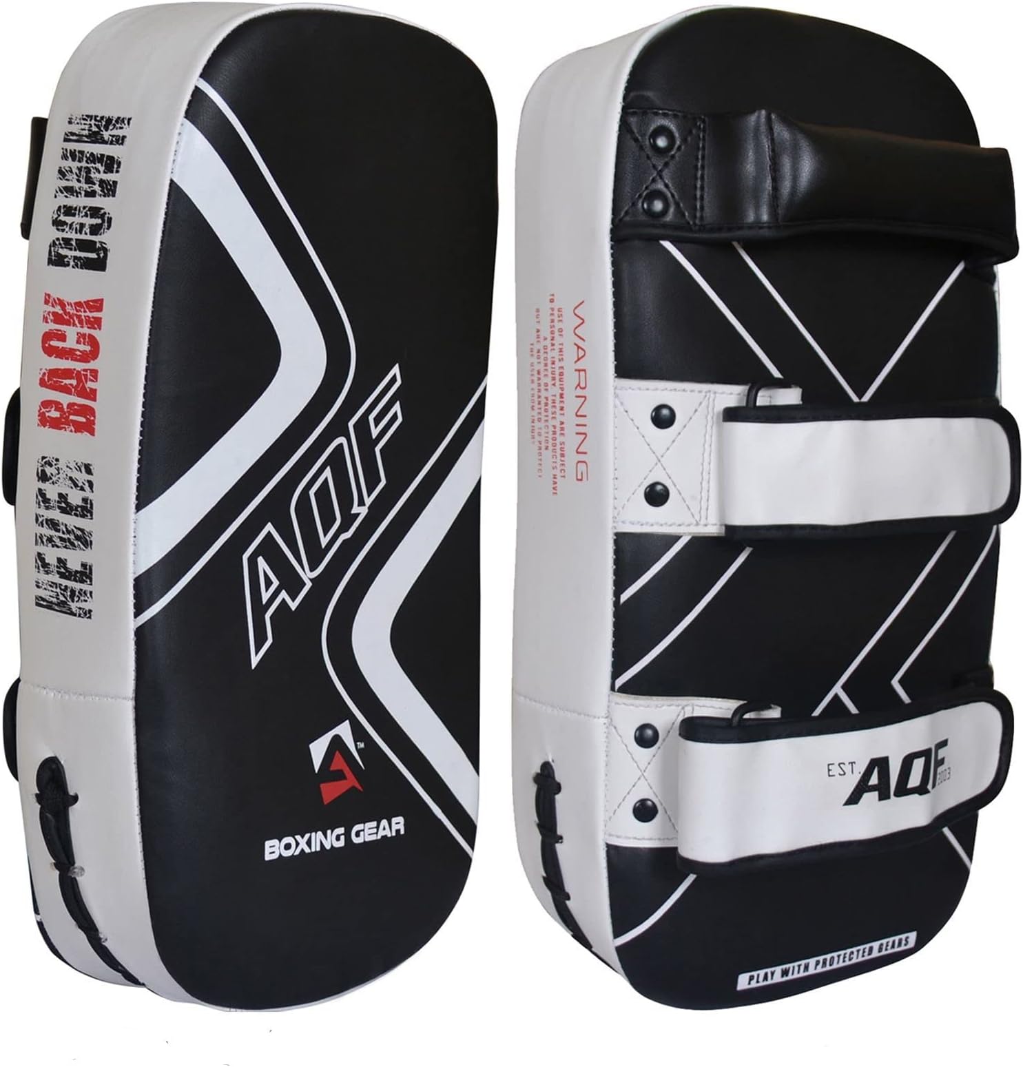 AQF Thai Kick Boxing Strike Curved Arm Pad MMA Focus Punch Shield Mitt - PRO Curved Pads Boxing Karate Training Equipment Muay Thai Hook & Jab Arm Strike