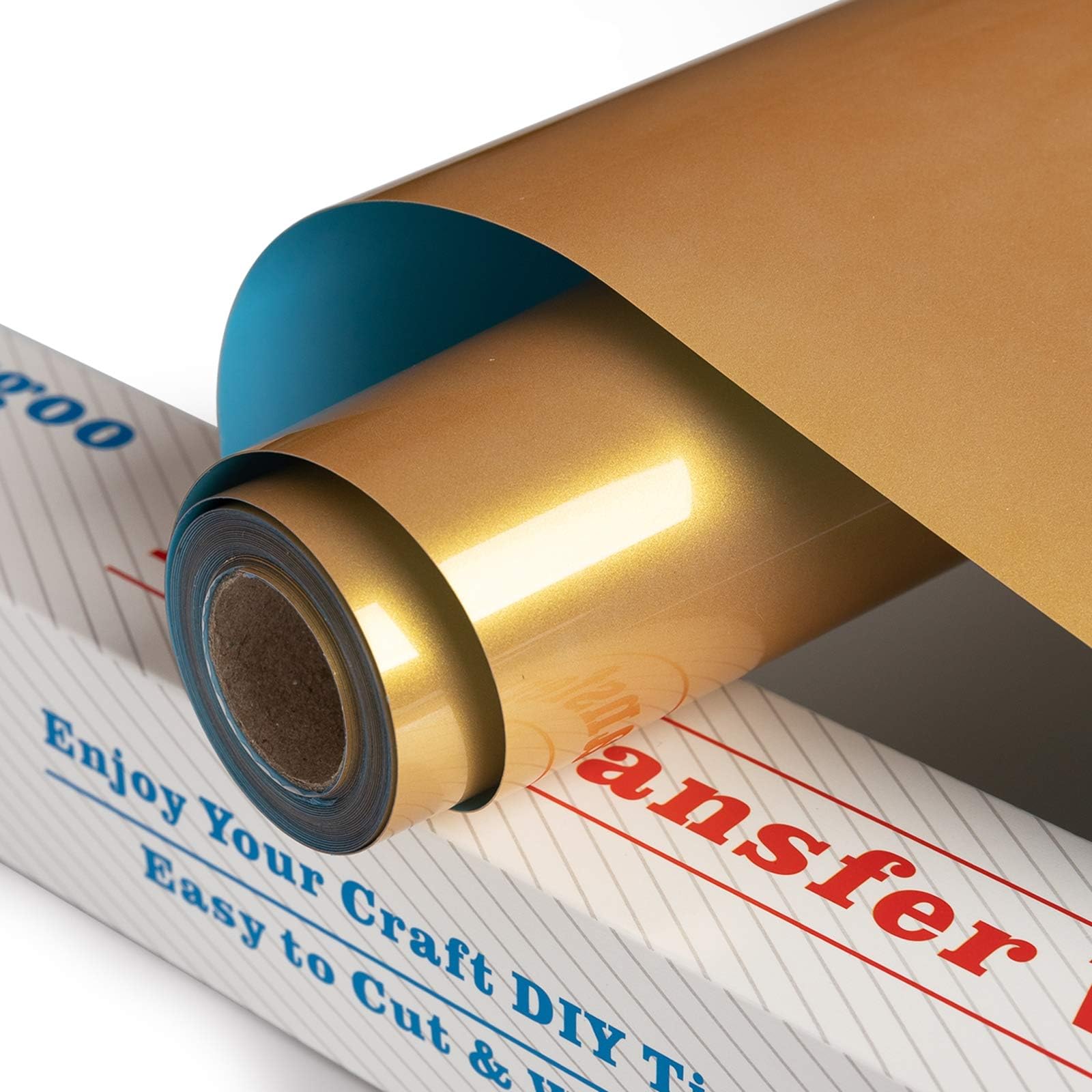 Gold HTV Heat Transfer Vinyl 12Inch x 5Feet Roll, PU Iron on Vinyl for Silhouette Cameo, Easy to Cut & Weed HTV Vinyl, Heat Transfer Vinyl for T-Shirts (Gold)