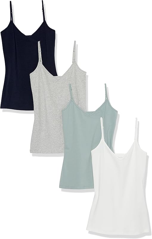Amazon Essentials Femme Caraco ajusté en Maille, col en V, Effet superposé (Grandes Tailles Disponibles)