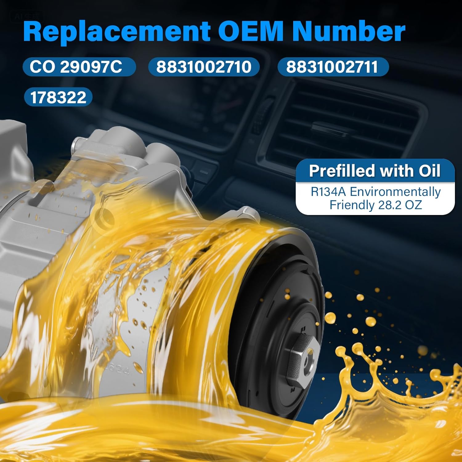 NEW Air Conditioner AC Compressor Compressor Compatible with 2011-2013 Toyota Corolla, 2013 Matrix 1.8L A/C Compressor kit OEM# 178322, 8831002710, 8831002711