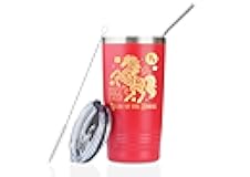 Onebttl Chinese New Year Tumbler Gifts - 20oz Double Wall Vacuum Insulated Stainless Steel Mug with Lid - Year of The Horse Red