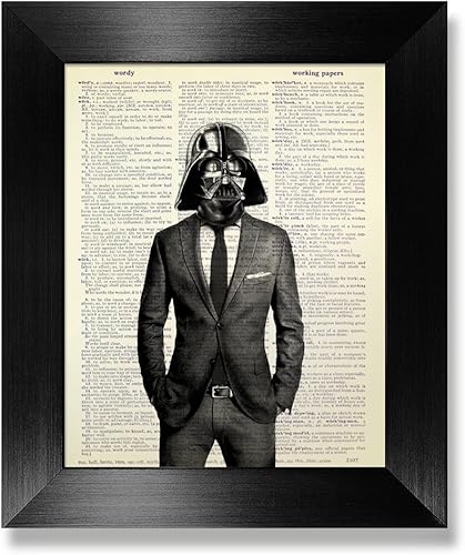 Miniatura 2 de Star Wars Poster Set of 4 Original Dictionary Art Print, Star Wars Gift for Man, Darth Vader, Chewbacca, C3PO, R2D2, Yoda Wall Art Decor