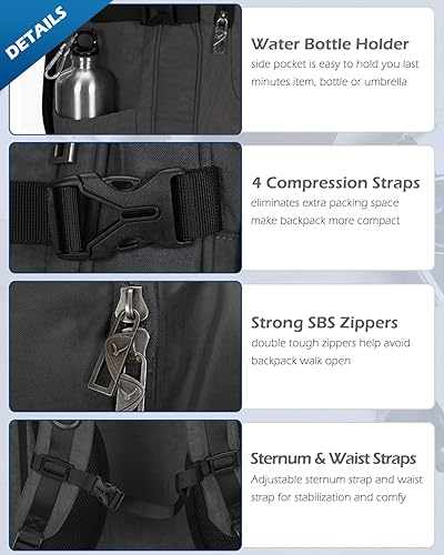 Miniatura 7 de Hynes Eagle Mochila de transporte de 44L aprobada por aerolíneas, mochila de viaje para hombres y mujeres, mochila grande para laptop de 17