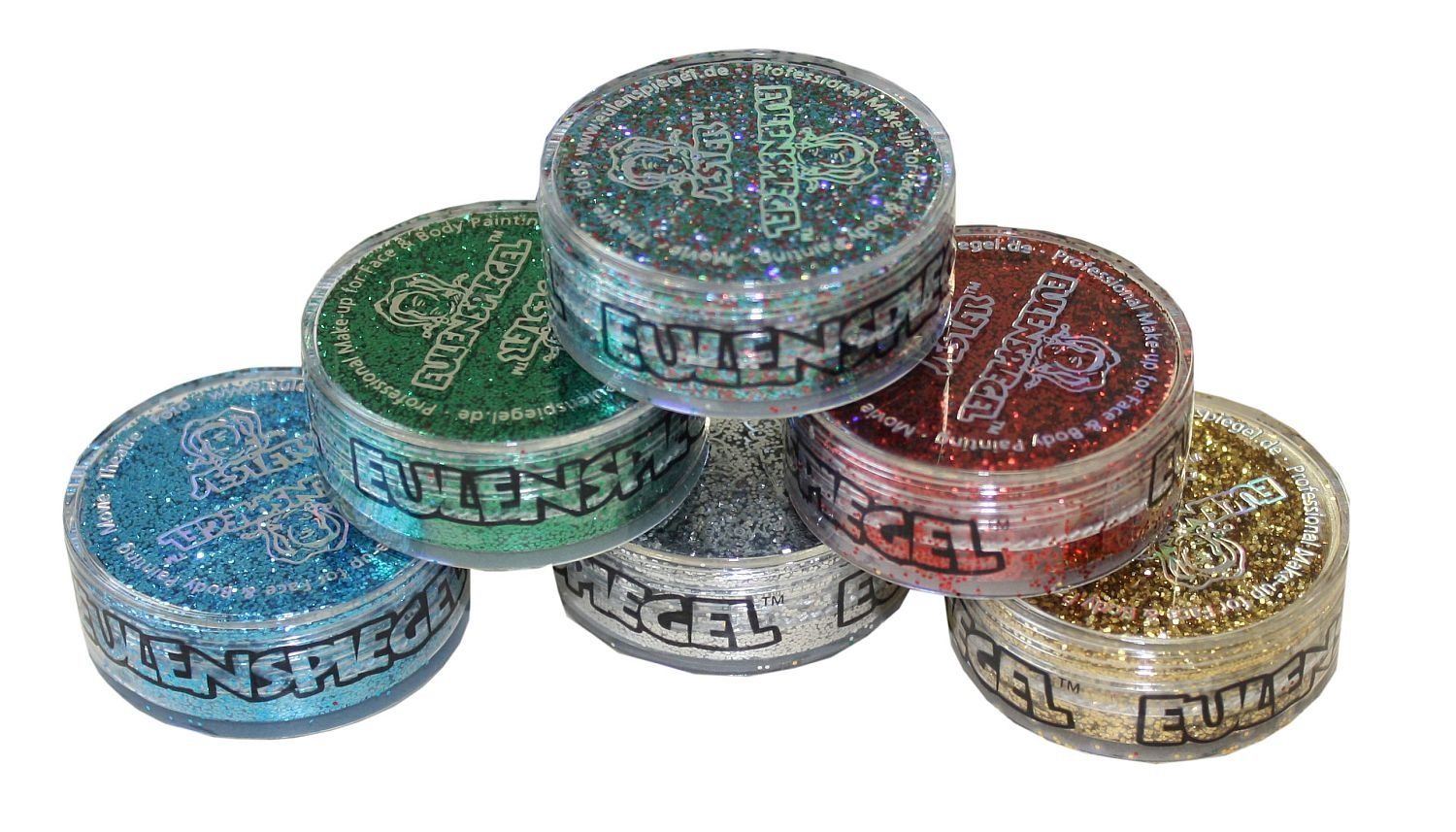 Eulenspiegel 999103 - Polyesterglitzer Classic-Edition, 6 x 6 g, Streuglitzer, Karneval, Halloween, Mottoparty