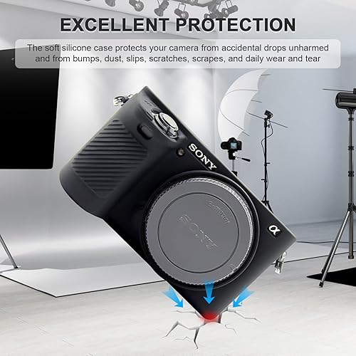 Miniatura 3 de Funda para cámara digital Sony Alpha A6500 ILCE-6500, carcasa de silicona suave antiarañazos, cubierta protectora de piel (rojo)