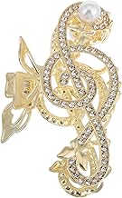 Mikinona Non-slip Large Music Note Hair Claw Clip with Rhinestone and Pearl Design Thick Hair Accessories for Women and Secure Hold for Parties and Weddings