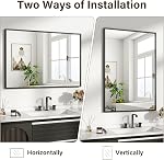 HARRITPURE 40"x30" Rectangle Bathroom Mirror, Aluminium Alloy Frame Wall-Mounted Vanity Mirror, Decorative Wall Mirror for Over Sink Entryway Bedroom Living Room Home Decor, Black