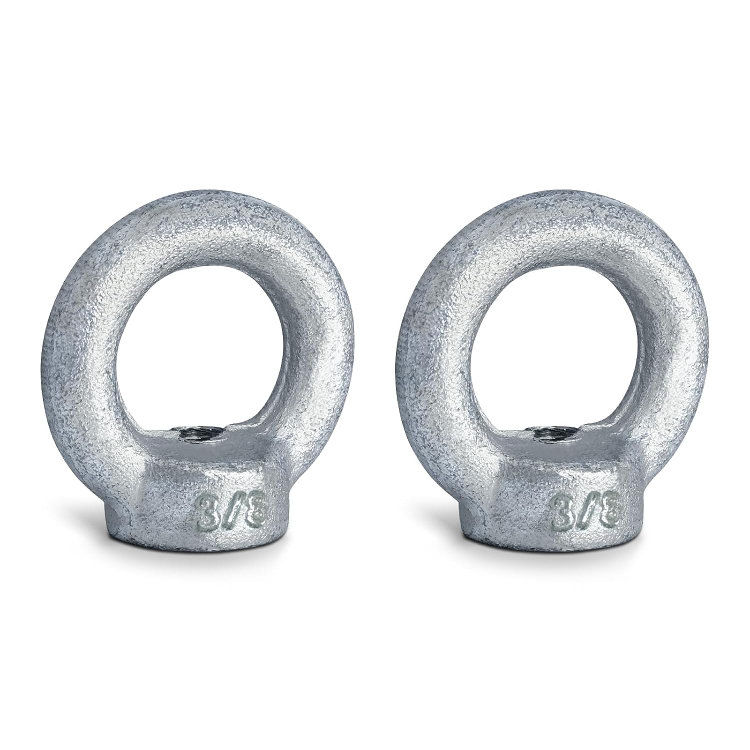3/8"-16 Lifting Eye Nuts, Drop Forged Galvanized Threaded Fastener, UNC Standard Ring Shape Lifting Eye Nut, 2 Packs