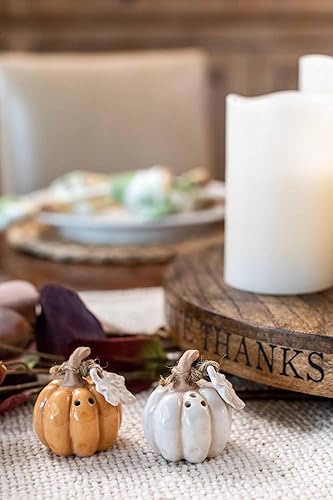 Miniatura 3 de Mud Pie Juego de sal y pimienta de calabaza, 2 1/2" x 1 1/2", naranja