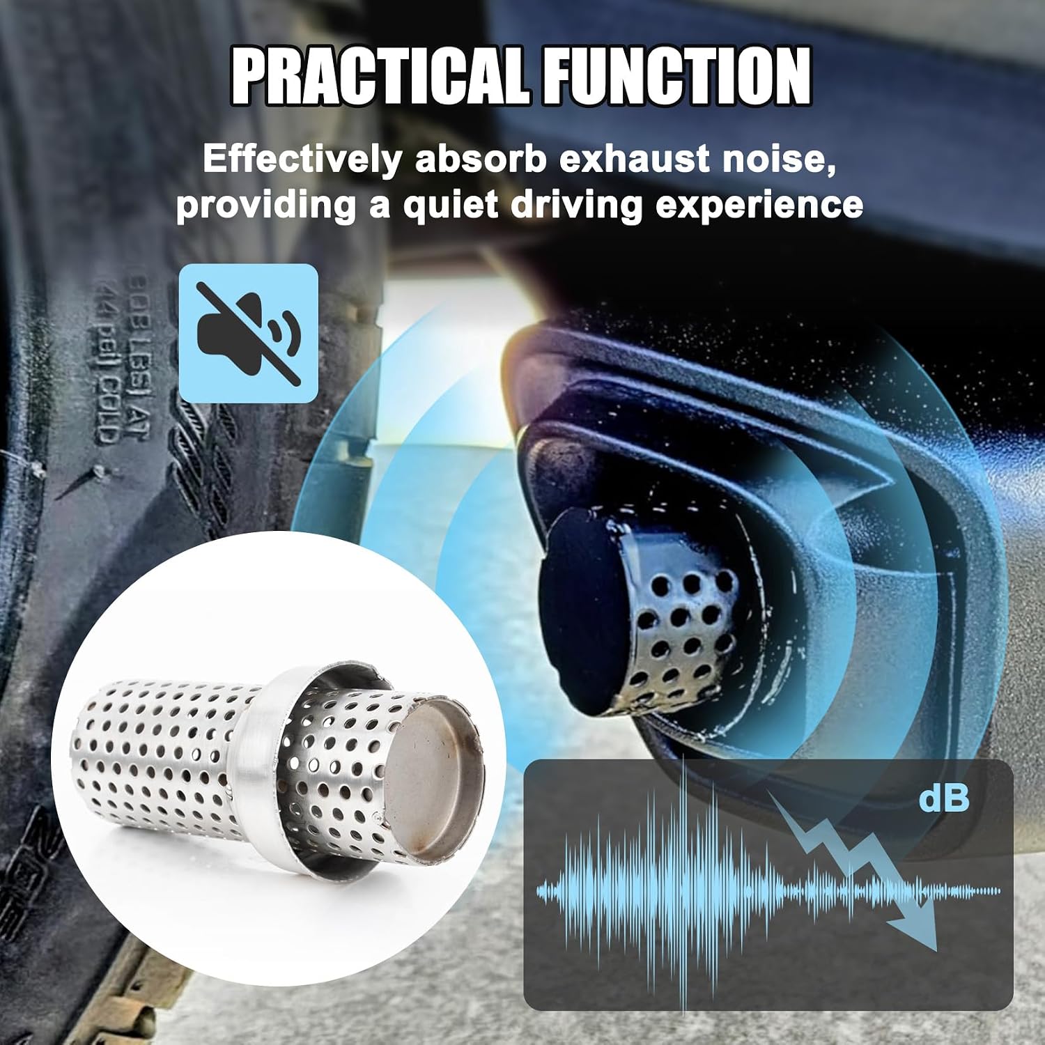 Motorcycle Exhaust Muffler - PSLER 51MM Universal Exhaust Silencer Removable Noise Eliminator Compatible with Most Motorcycles