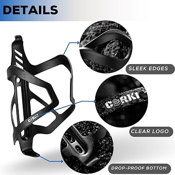 Corki Bike Water Bottle Holder, Bicycle Water Bottle Cage, 2-Pack Black