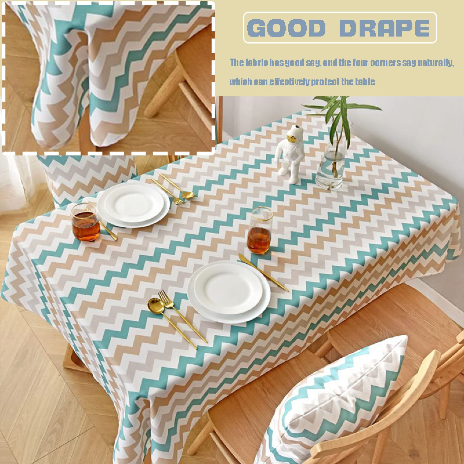 Shop Tischdecke aus Baumwoll-Polyester, quadratisch, für Esszimmer und Hochzeit, Bankettparty, Tischdekoration für drinnen und draußen, braun-02, 130 x 220 cm