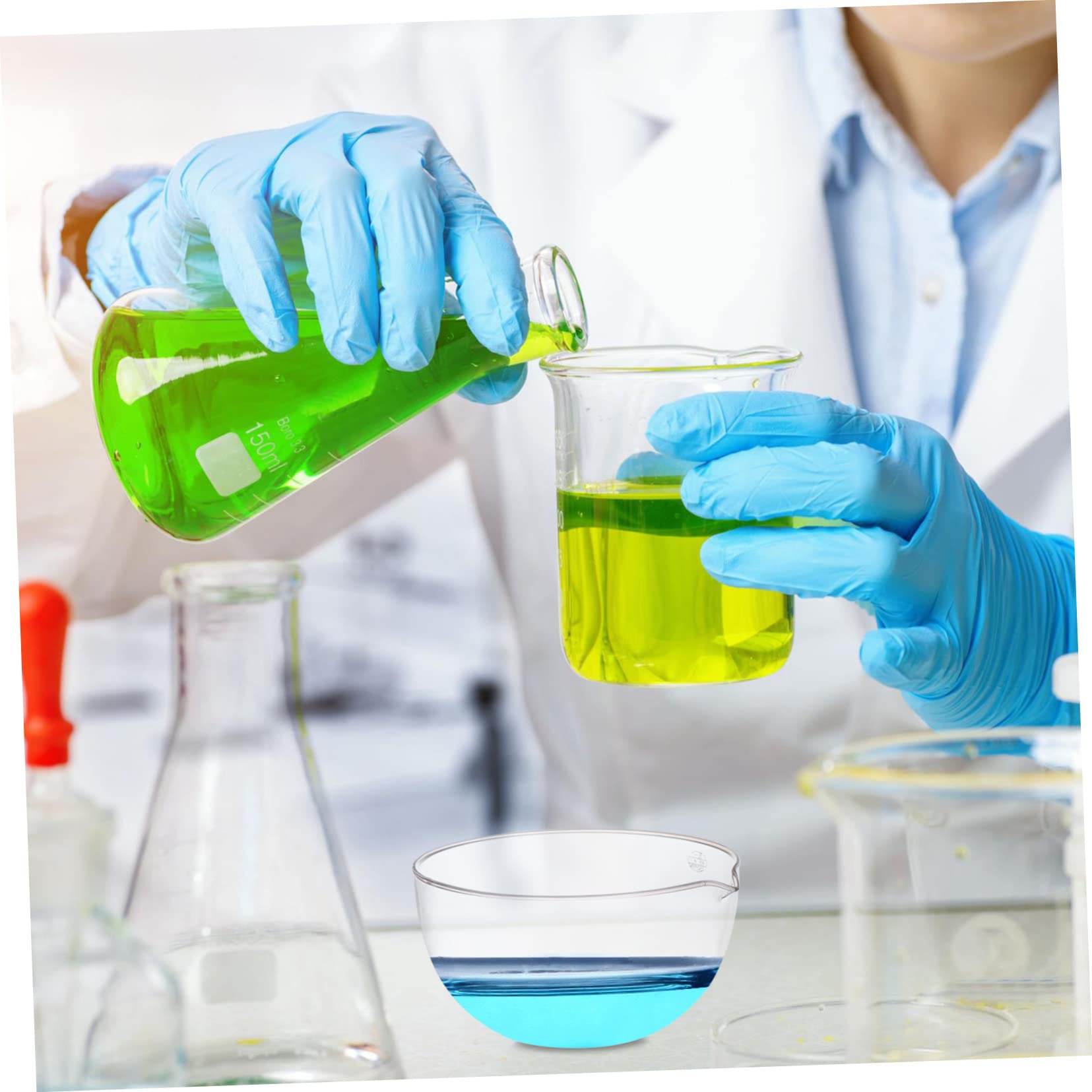 Bassin D'évaporation en Verre avec Fond Plat et Bec Verseur, Outil de Laboratoire pour École et Laboratoire avec Grosse Surface