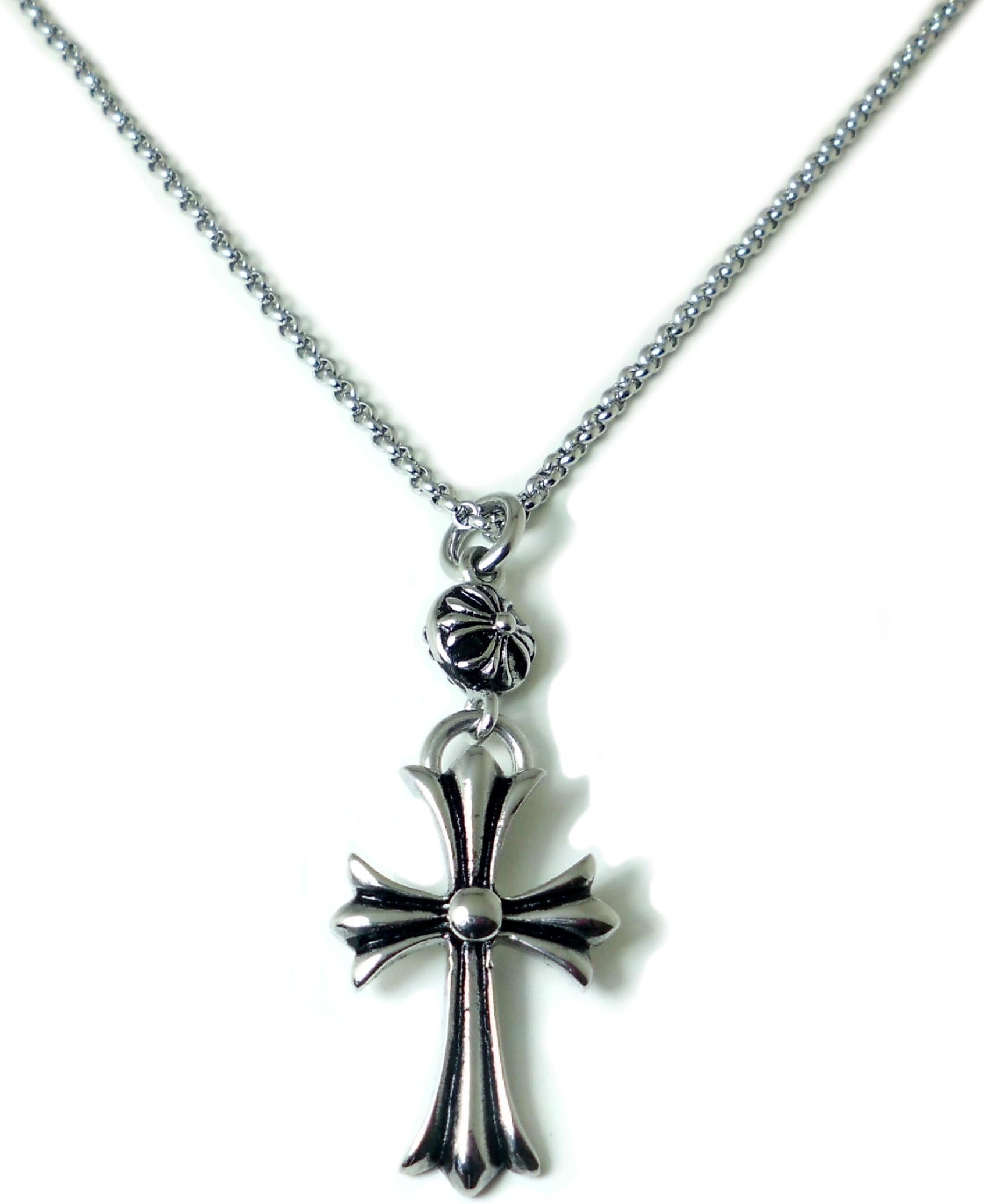 Double Cross Chrome Hearts Style Man Stainless Carved Pendant Necklace with Ti-gold/titanium Punk Style