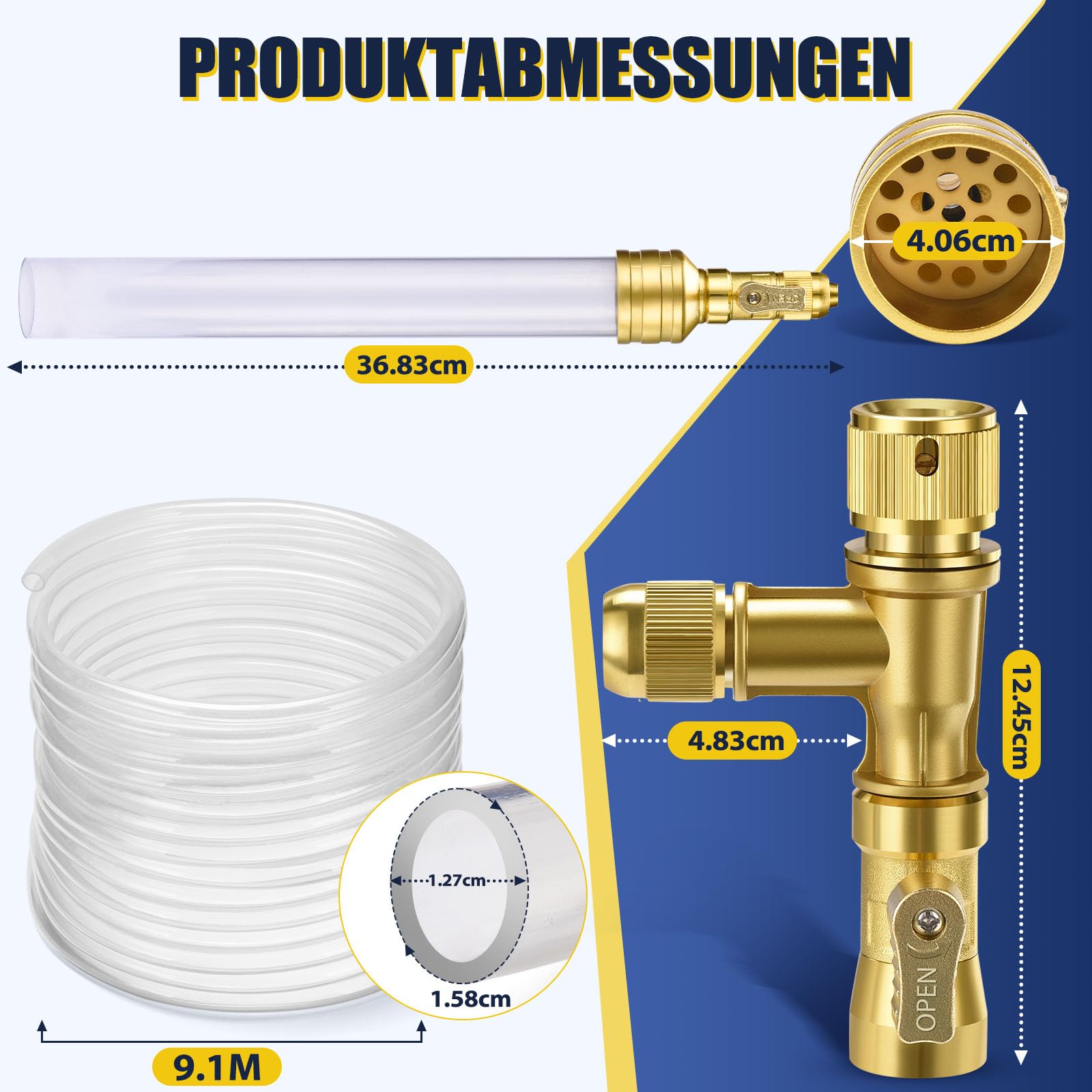 GADFISH Aquarium-Staubsauger, Kiesreiniger für Aquarien mit 9m PVC-Schlauch, Kiesreiniger für Siphon-Aquarienreiniger, 3 Arten von adaptern, zum Reinigen von Kies und Sand im Aquarium